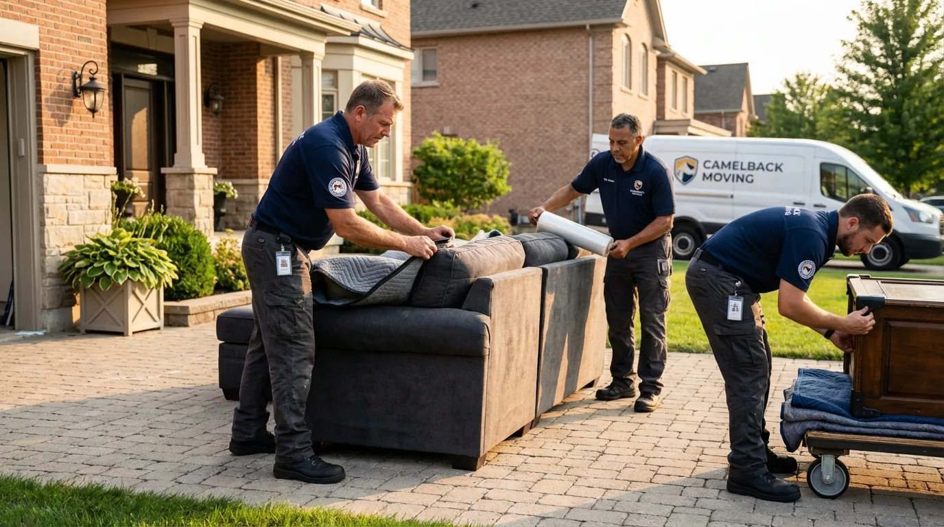 Large estate moving crew wrapping furniture in Petersburg, VA