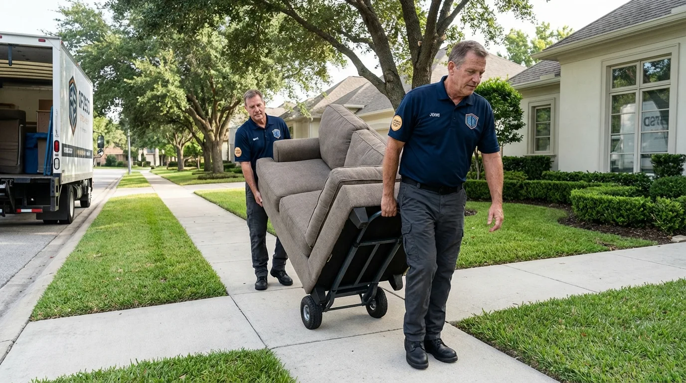Local residential moving crew loading furniture in Petersburg, VA