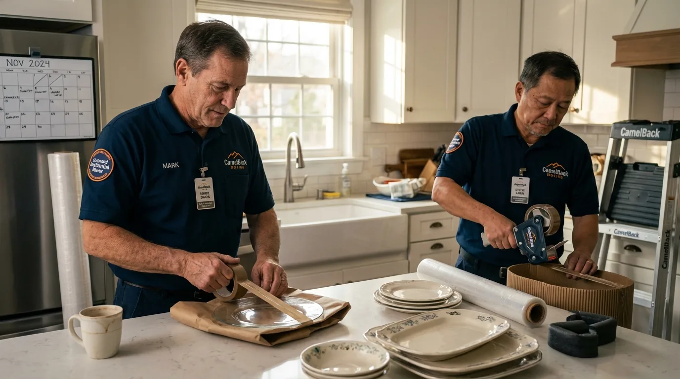Professional crew packing kitchen dishware in Petersburg, VA