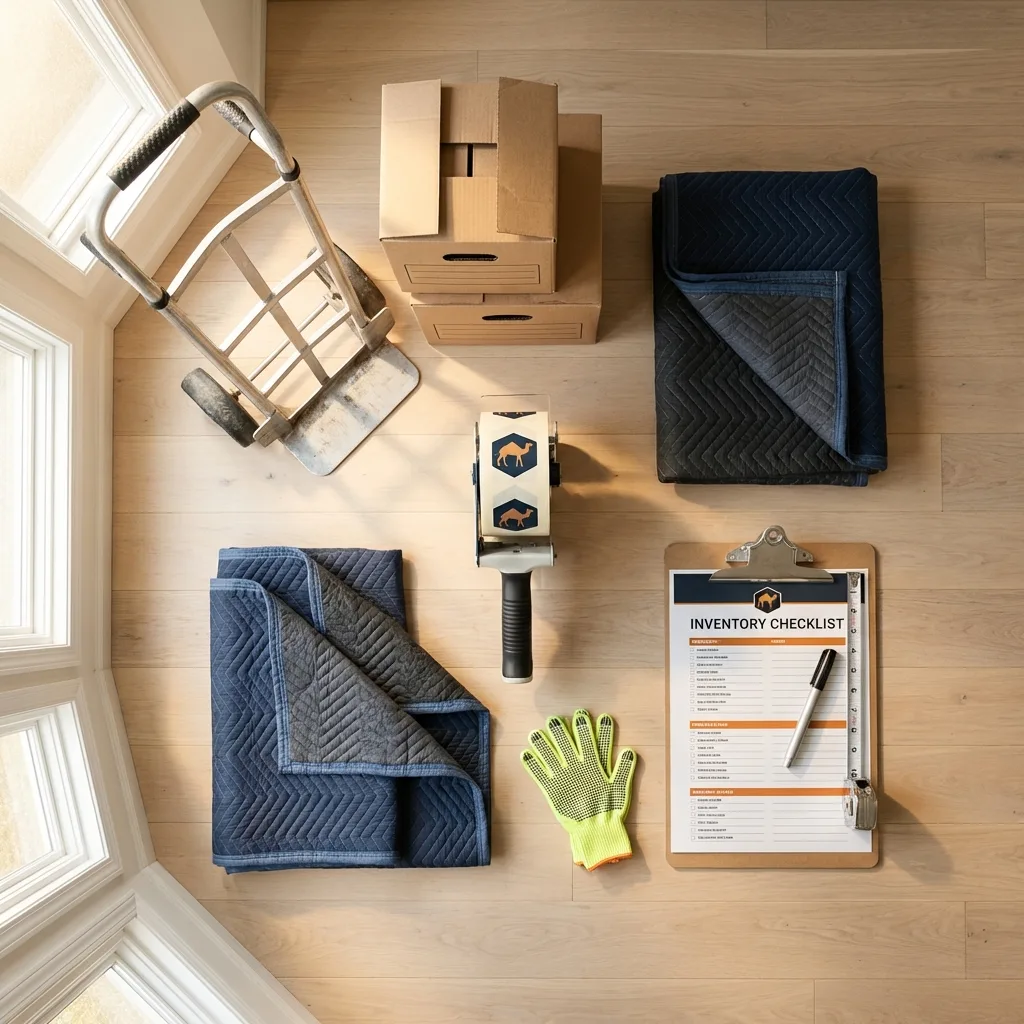 Professional moving supplies and packing materials layout for Petersburg residential relocations